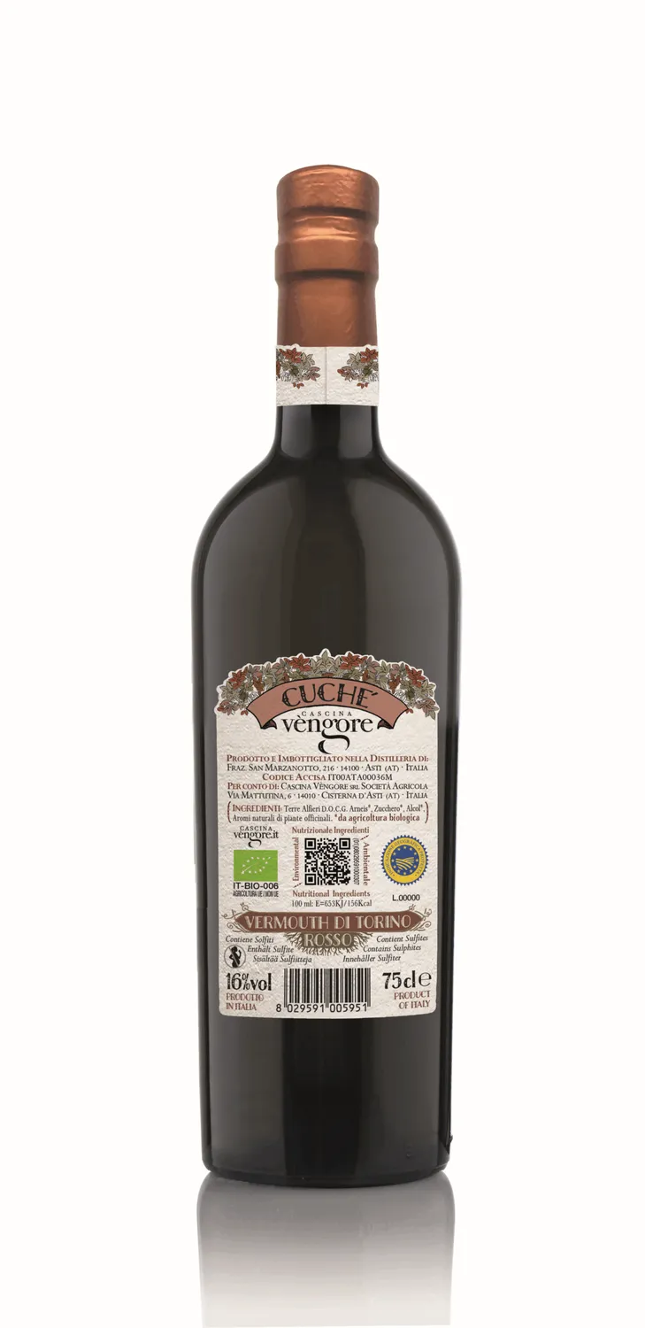 Cantine Povero Cuché Vermut Roșu Bio 0,75L cu cutie pelin