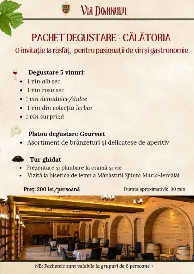 Via Domnului Calatoria pachet degustare vinuri romanesti