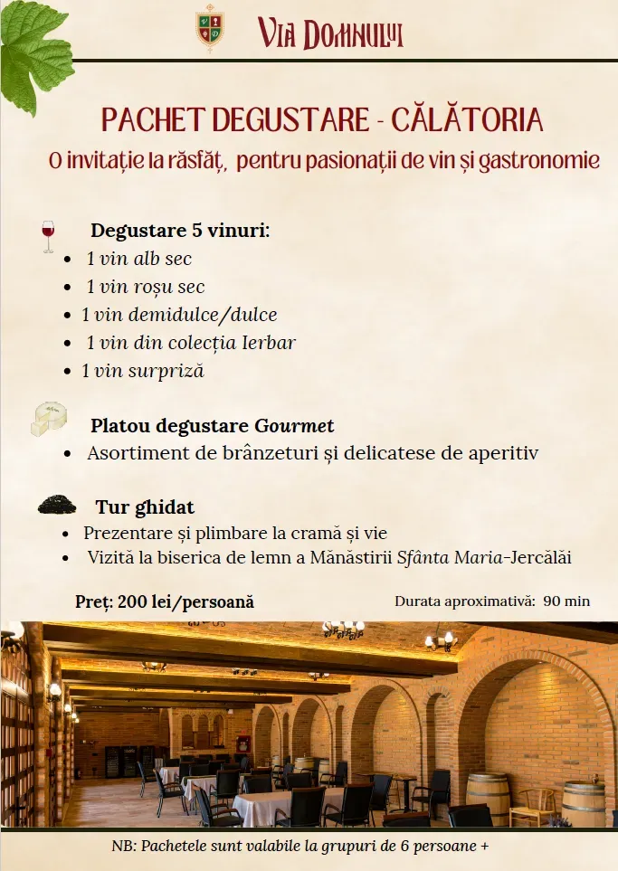 Via Domnului Calatoria pachet degustare vinuri romanesti