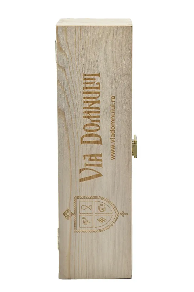 Via Domnului cutie lemn inscripționată cadou 1 sticlă vin