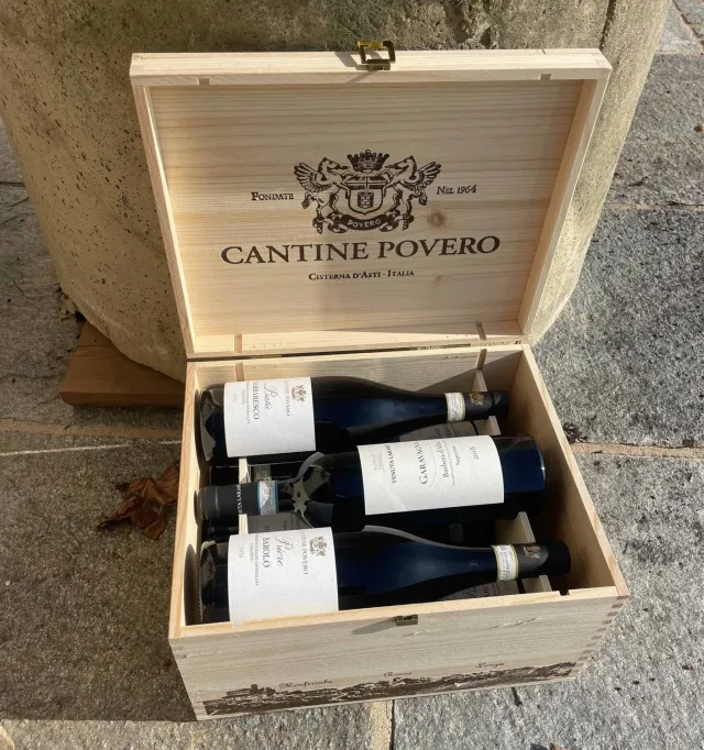 Cantine Povero Le Langhe set 6 vinuri roșii cutie lemn
