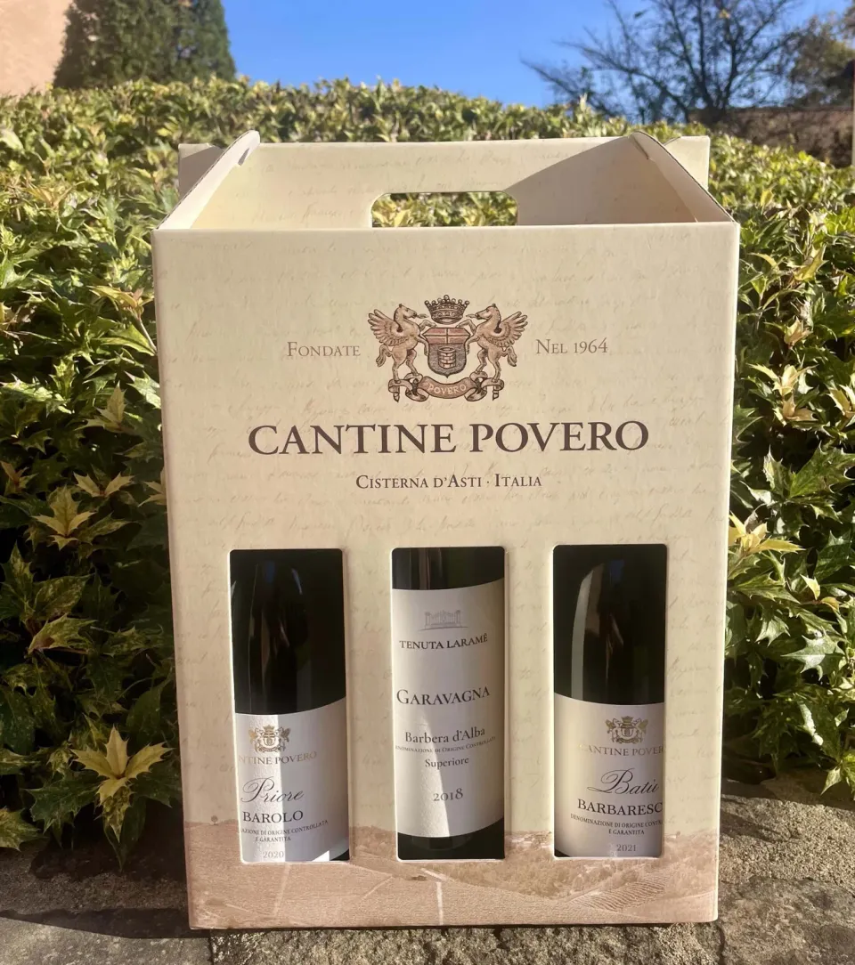 Cantine Povero Le Langhe set Barolo vinuri rosii cutie